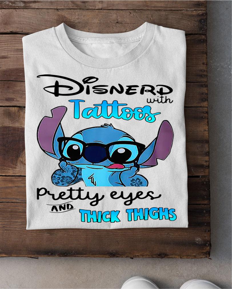 Disney Stitch Wearing Glasses Disnerd With Tattoos Pretty Eyes t-shirt shirt