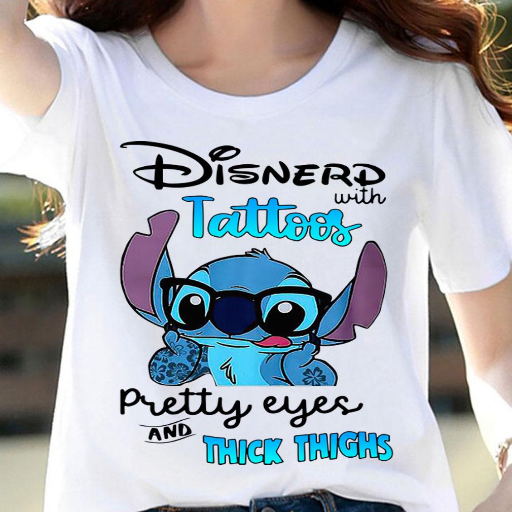 Disney Stitch Wearing Glasses Disnerd With Tattoos Pretty Eyes t-shirt woman shirt