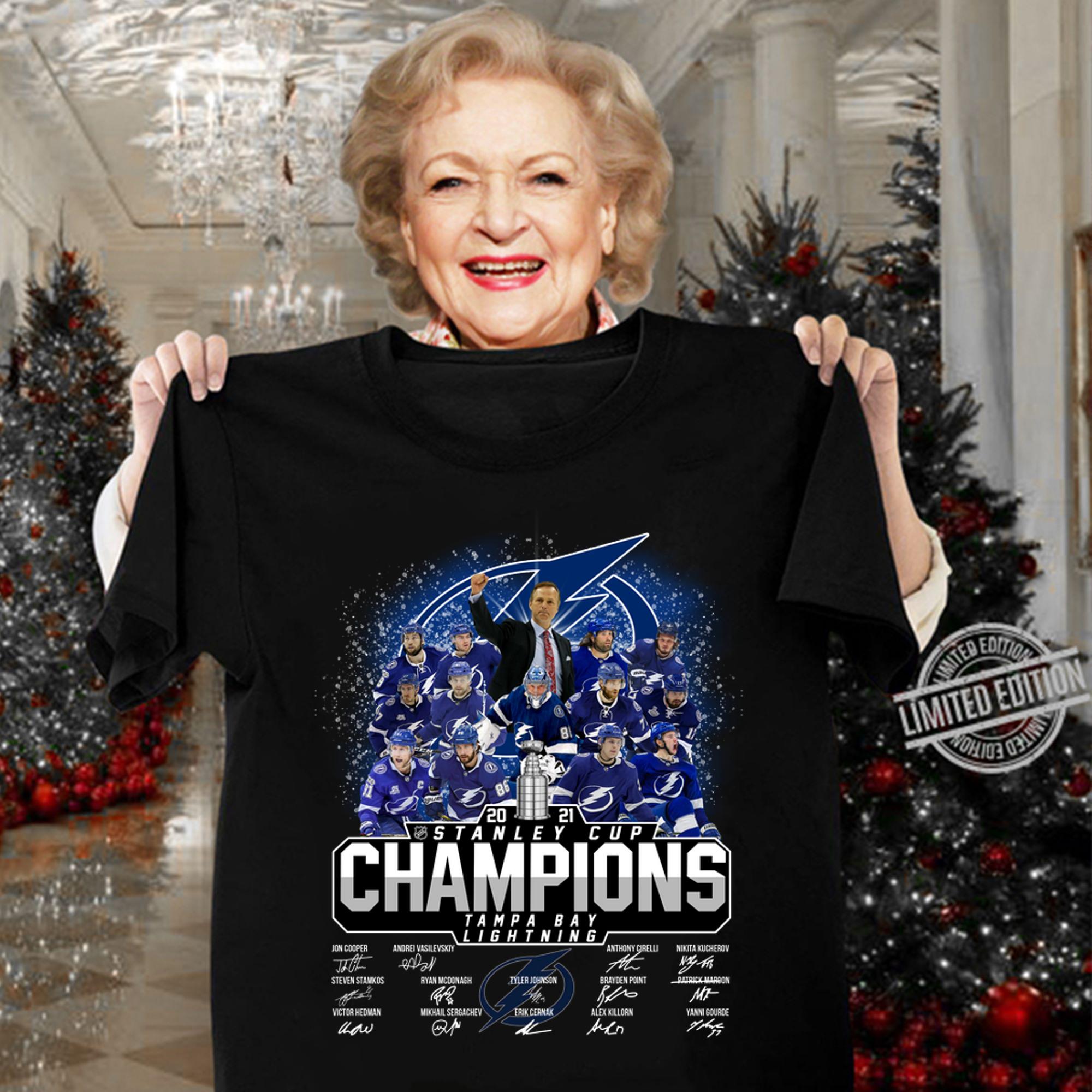Champions Stanley Cup 2021 Tampa Bay Lightning Member Signature t-shirt woman shirt