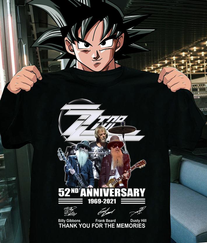 Dusty Hill ZZ Top Band 52nd Anniversary 1969-2021 Signatures Thank You For The Memories t-shirt shirt