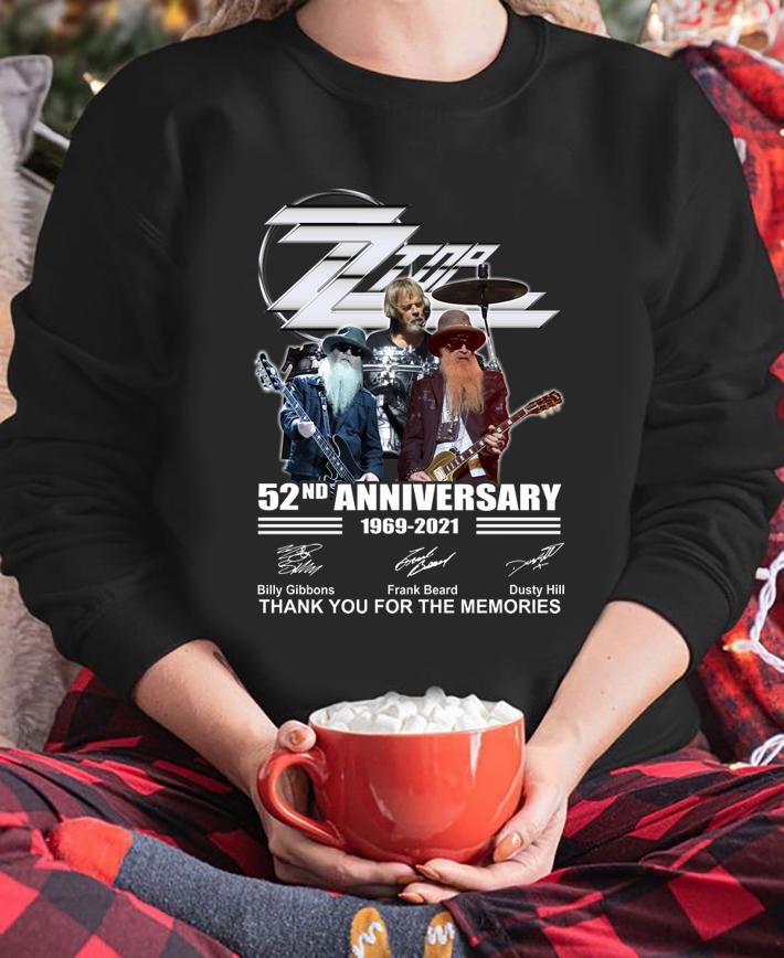 Dusty Hill ZZ Top Band 52nd Anniversary 1969-2021 Signatures Thank You For The Memories t-shirt sweatshirt