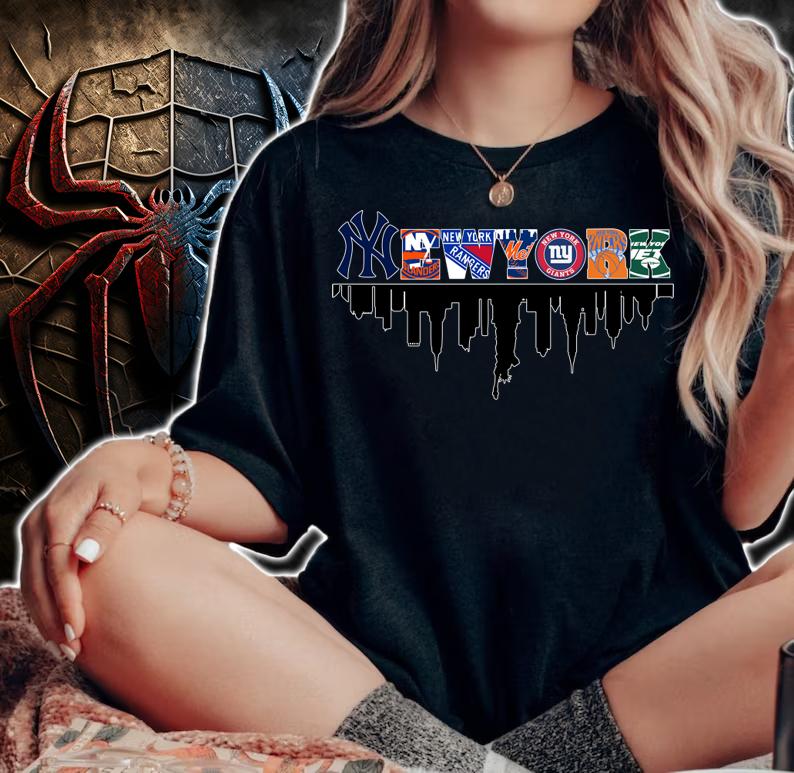 New York Sports Teams Yankees Islanders Rangers Mets Giants Knicks Jets t-shirt woman shirt