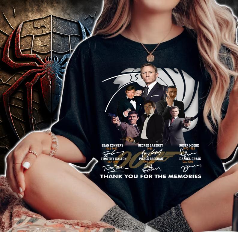 James Bond 007 Thank You For The Memories Signatures t-shirt woman shirt