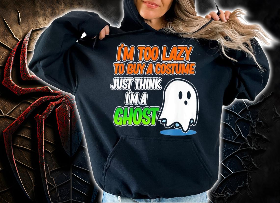 Just think Im a ghost Halloween pumpkin skeleton graphic shirt t-shirt