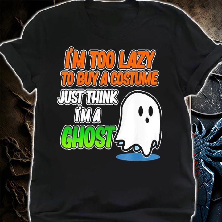 Just think Im a ghost Halloween pumpkin skeleton graphic shirt t-shirt