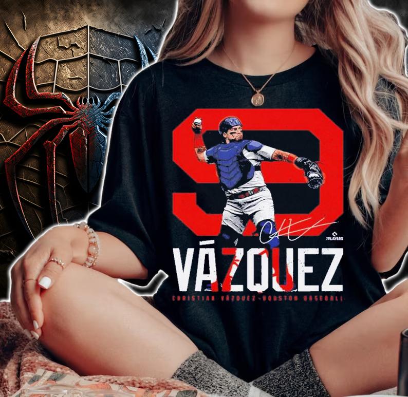 Christian Vazquez Houston Bold Number Baseball Shirt t-shirt woman shirt