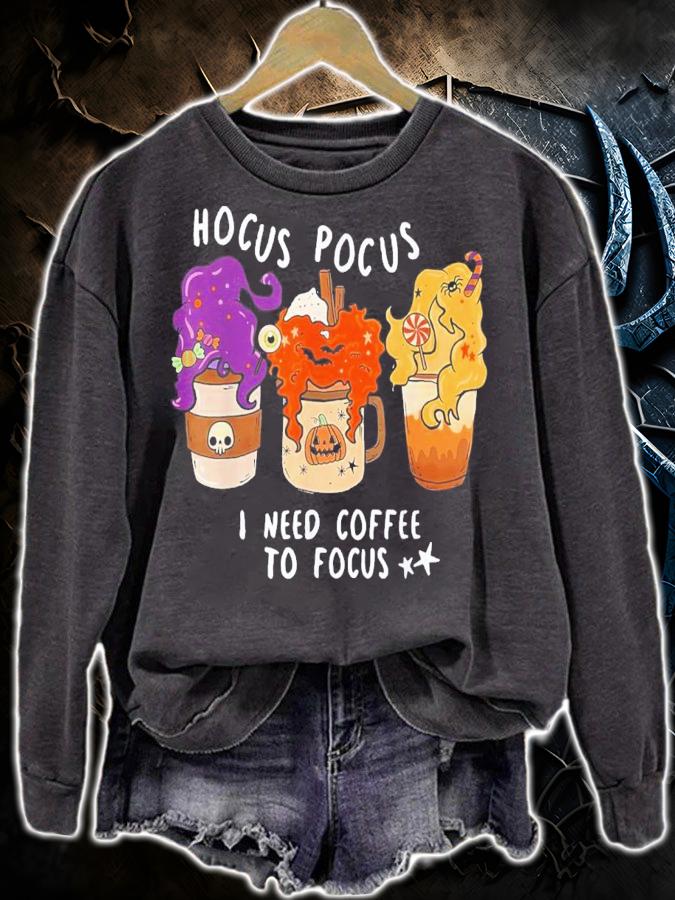 Hocus Pocus I Need Coffee to Focus Halloween Teacher T-Shirt t-shirt sweatshirt