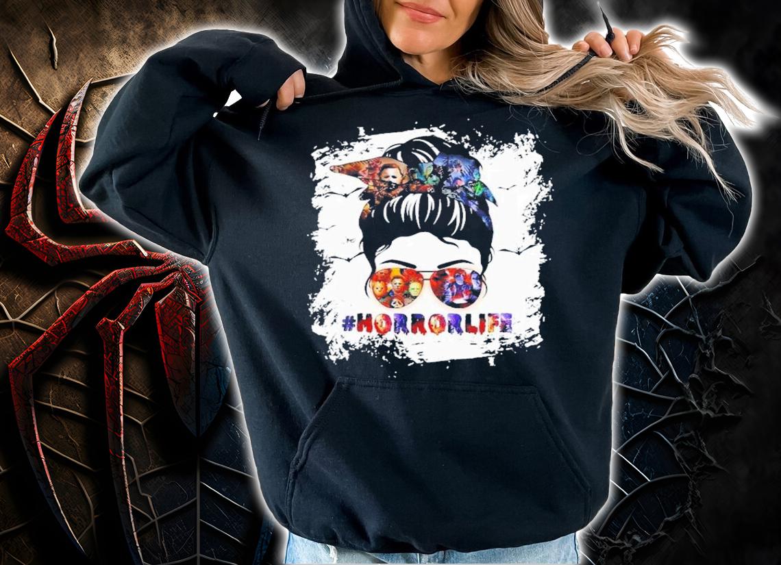 Messy Bun Horror Life Halloween T-Shirt t-shirt