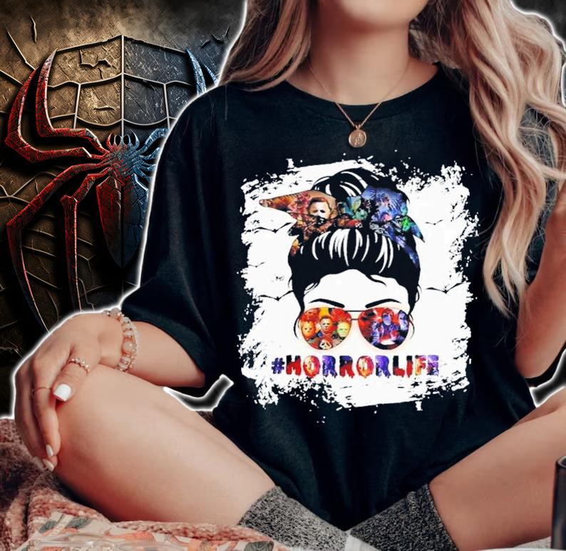 Messy Bun Horror Life Halloween T-Shirt t-shirt