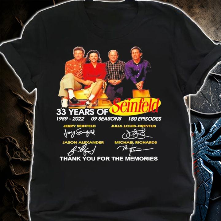 33 Years Of Seinfeld 1989-2022 09 Seasons 180 Episode Signatures Thank You For The Memories Shirt t-shirt
