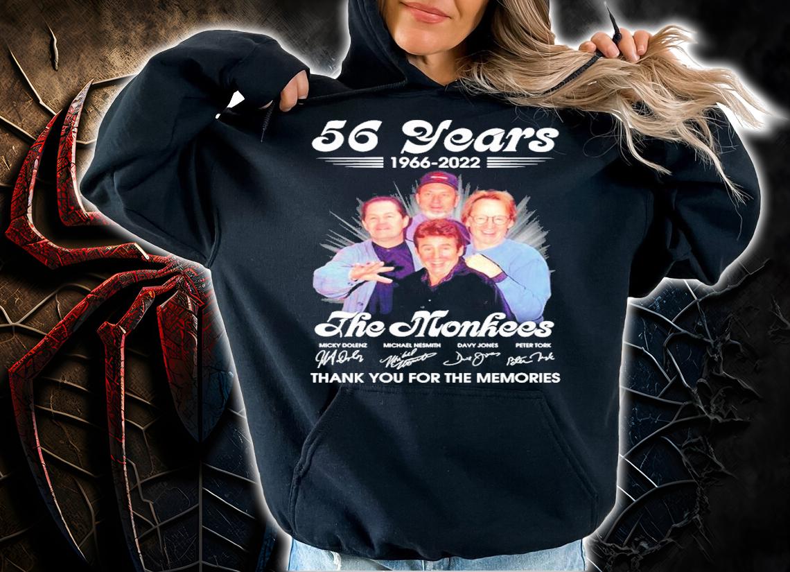 56 Years 1966-2022 The Monkees Signatures Thank You For The Memories Shirt t-shirt