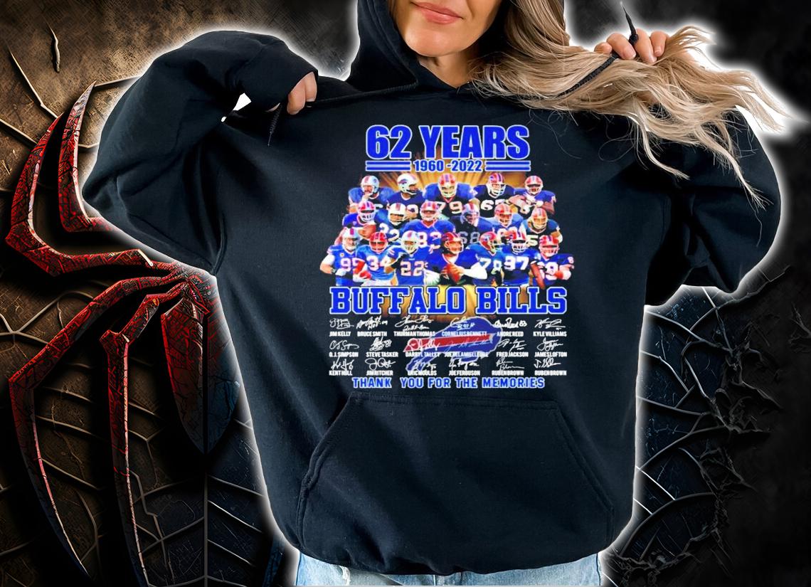 62 years 1960-2022 Buffalo Bills signatures shirt t-shirt hoodie