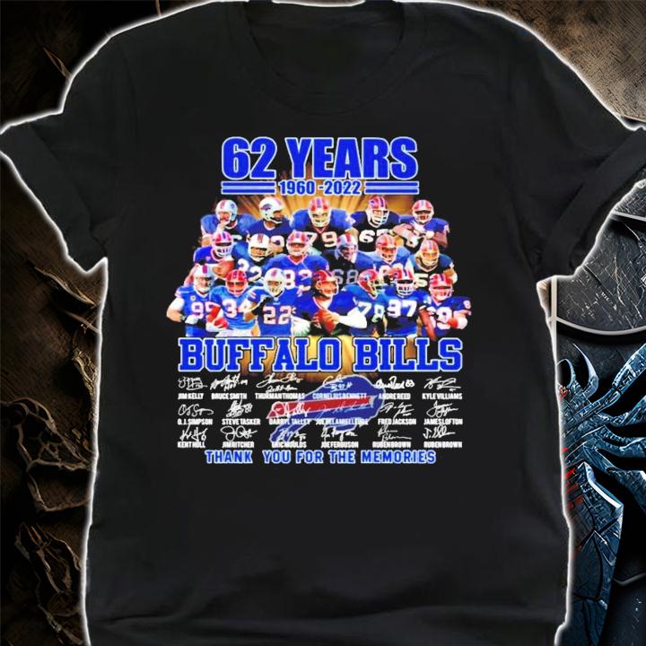 62 years 1960-2022 Buffalo Bills signatures shirt t-shirt shirt