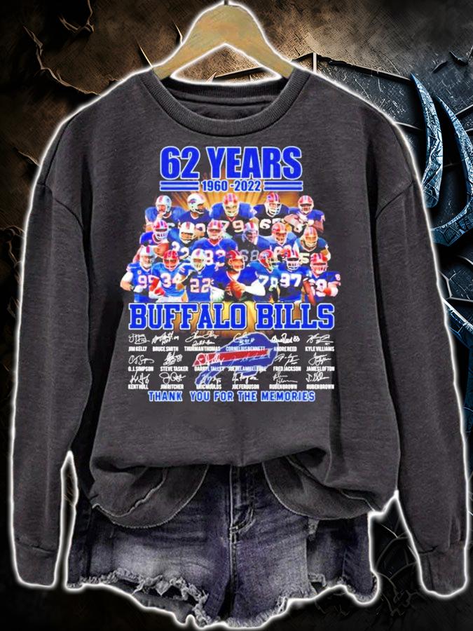 62 years 1960-2022 Buffalo Bills signatures shirt t-shirt sweatshirt