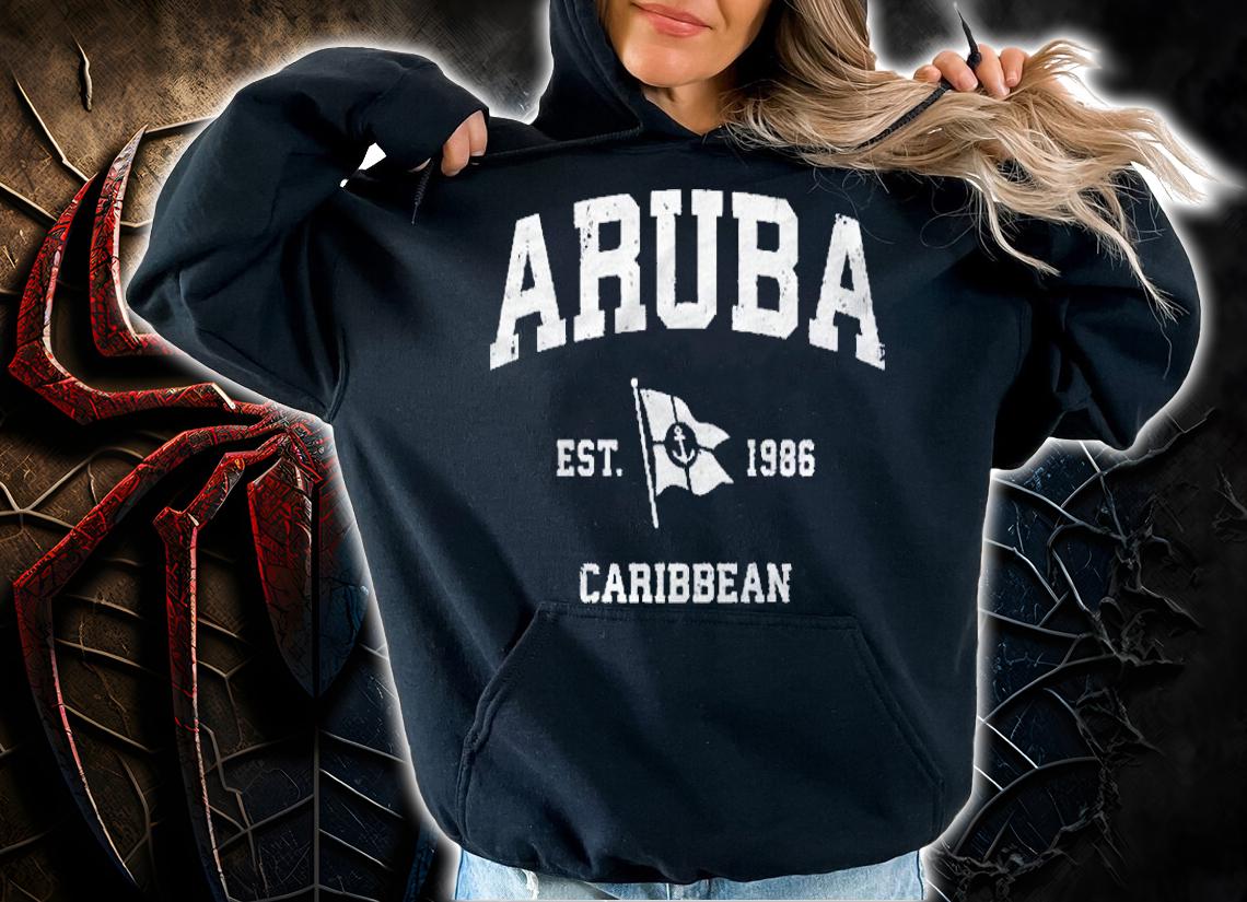 Aruba Vintage Nautical Boat Anchor Flag Sports Pullover shirt t-shirt hoodie