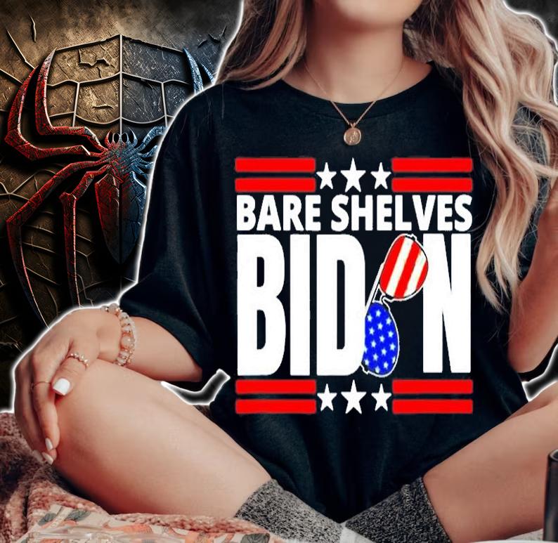 Bare Shelves Biden Meme Flag Glasses T-Shirt t-shirt woman shirt