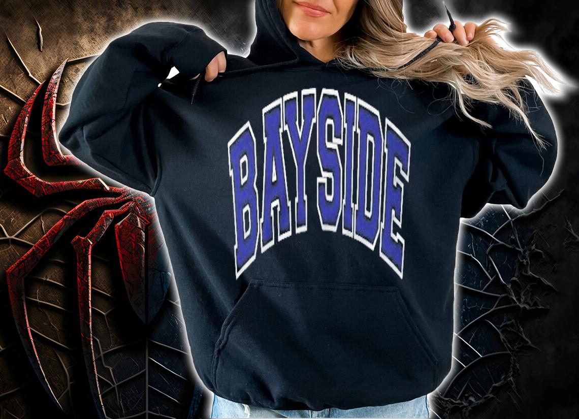 Bayside Queens Ny Varsity Style Navy Blue Text T-shirt t-shirt