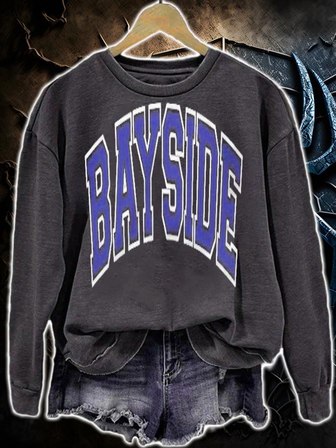 Bayside Queens Ny Varsity Style Navy Blue Text T-shirt t-shirt