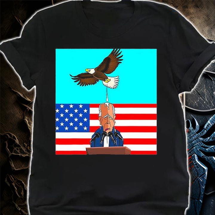 Biden Bird Poop Funny USA Flag T-Shirt t-shirt