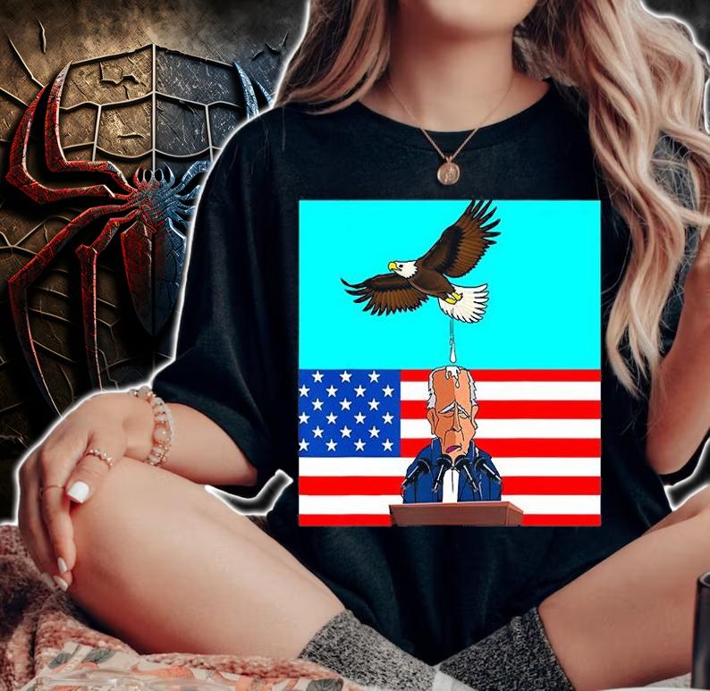 Biden Bird Poop Funny USA Flag T-Shirt t-shirt