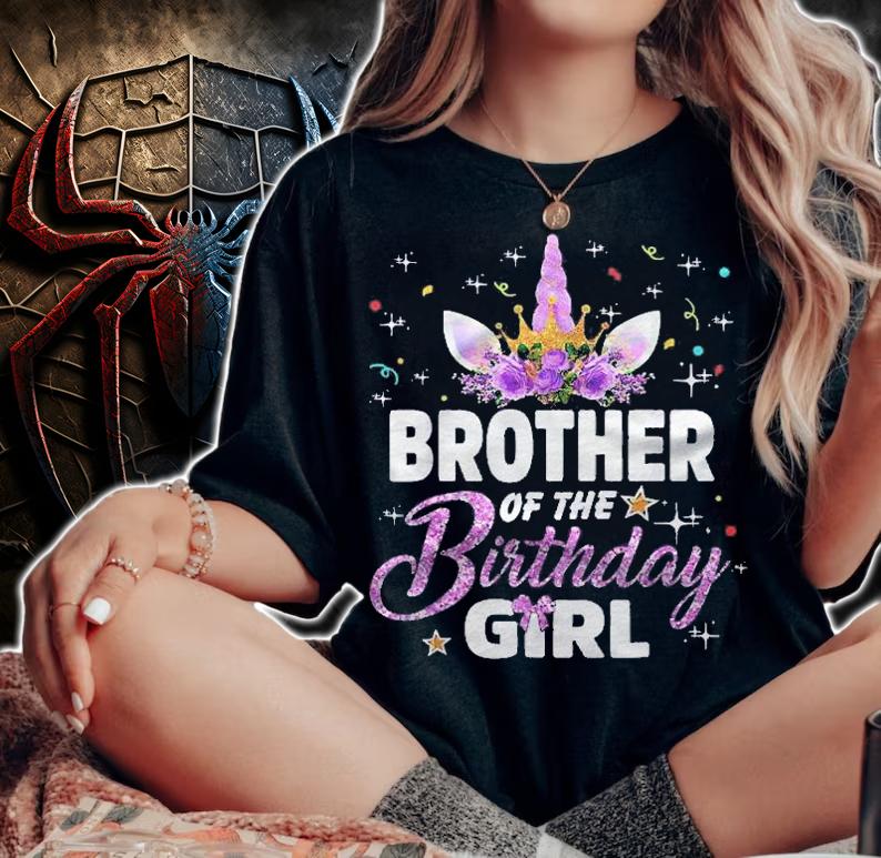 Brother Of The Birthday Girl Gifts Unicorn Birthday Shirt t-shirt