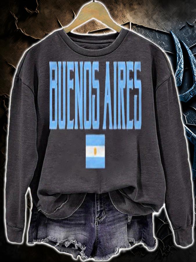 Buenos Aires Argentina Flag Vintage Light Blue Text t-shirt