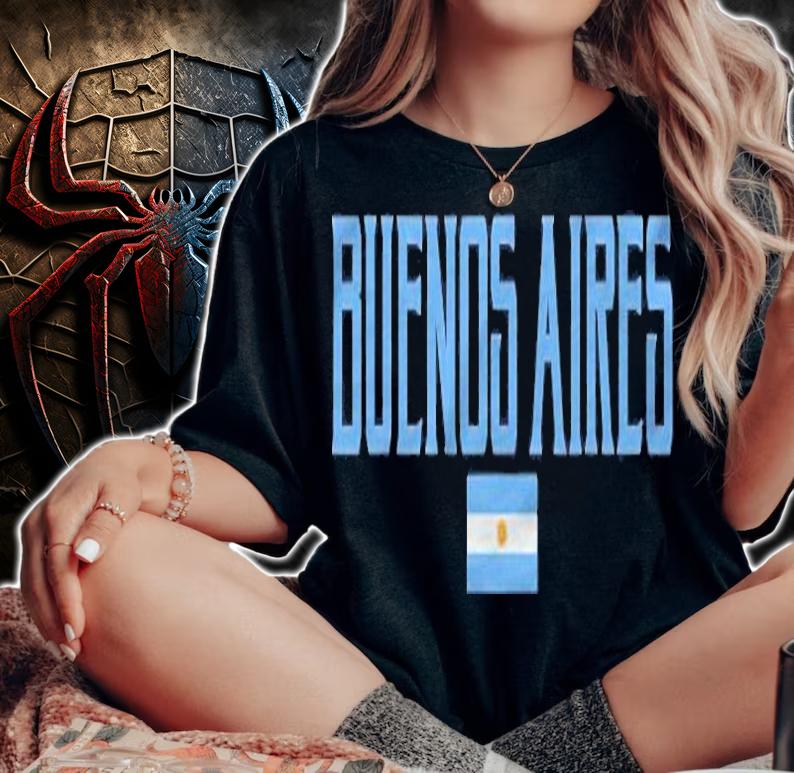 Buenos Aires Argentina Flag Vintage Light Blue Text t-shirt