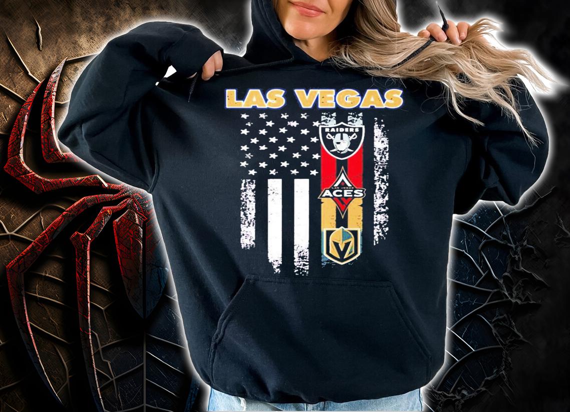 Las Vegas Raiders Aces Vegas Golden Knights American flag shirt t-shirt