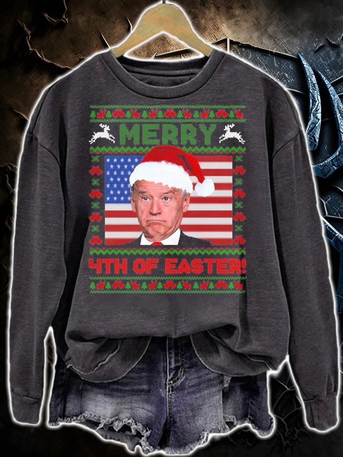 Merry 4th Of Easter Funny Joe Biden Christmas Ugly Sweater T-Shirt t-shirt