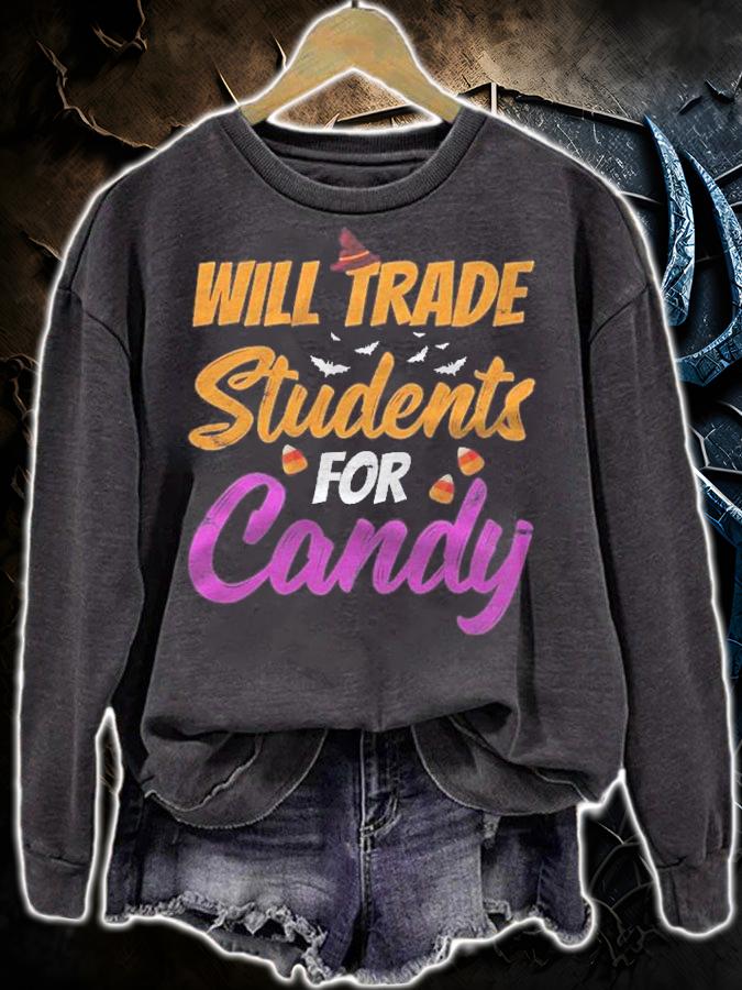 Funny Will Trade Students For Candy Teacher Halloween Shirt t-shirt