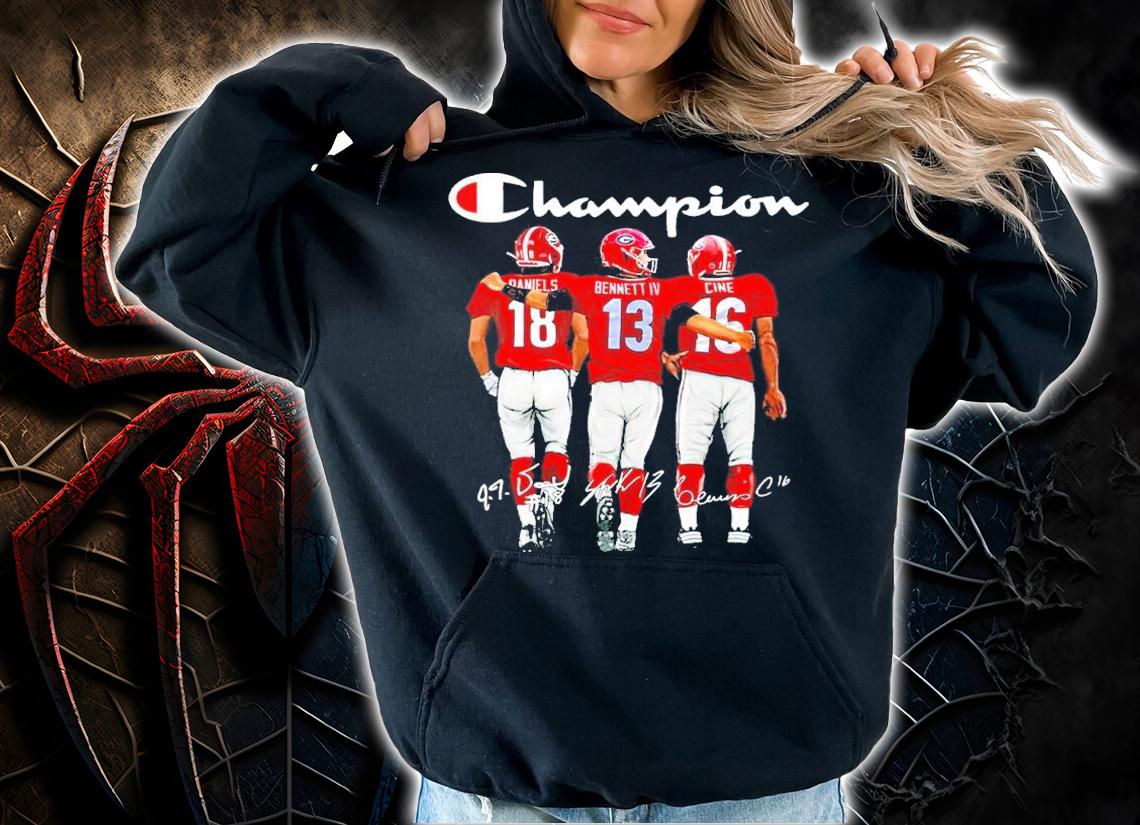 Champion Georgia Bulldogs JT Daniels Stetson Bennett and Lewis Cine signatures shirt t-shirt hoodie