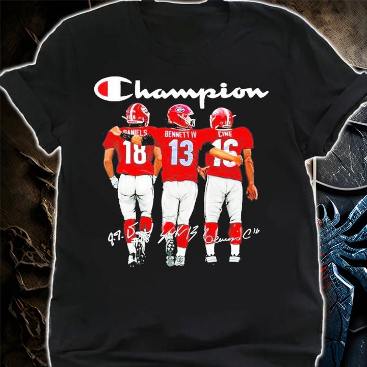 Champion Georgia Bulldogs JT Daniels Stetson Bennett and Lewis Cine signatures shirt t-shirt shirt