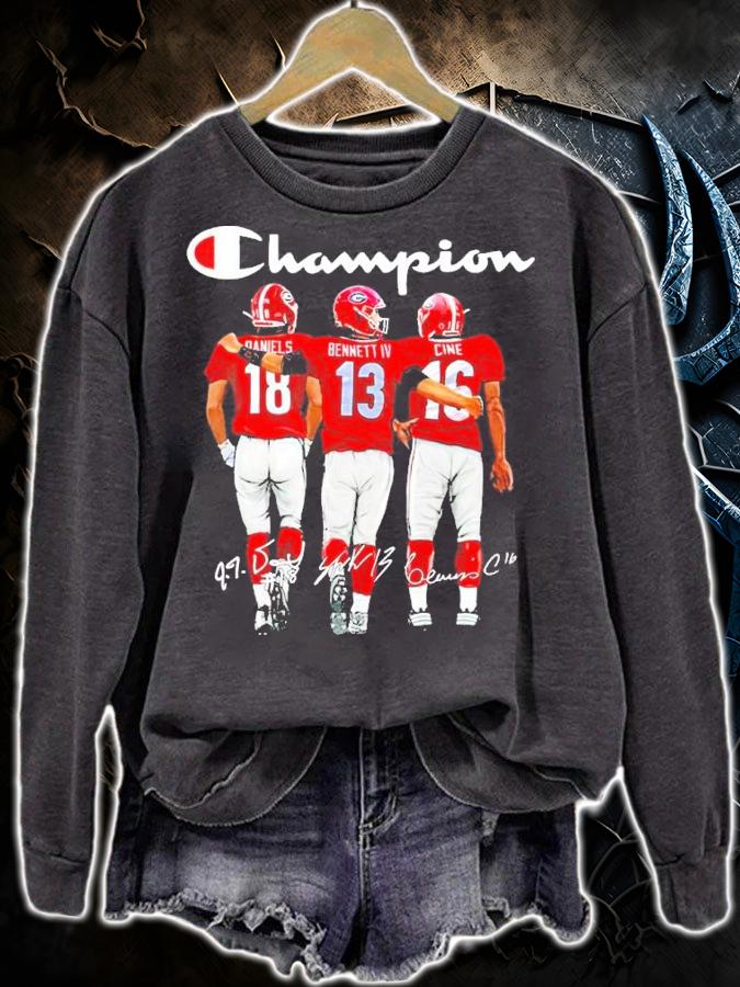 Champion Georgia Bulldogs JT Daniels Stetson Bennett and Lewis Cine signatures shirt t-shirt sweatshirt