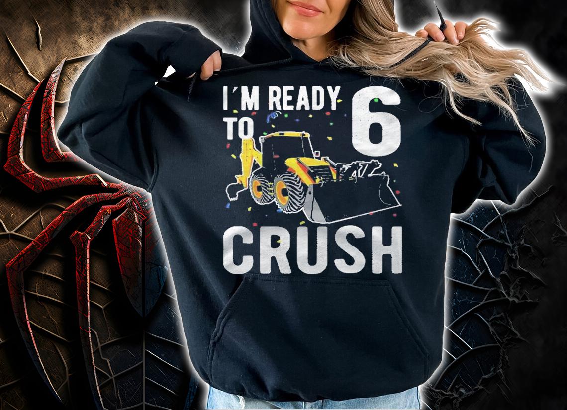 Kids Construction Truck 6Th Birthday Shirt Boy 6 Bulldozer Digger Shirt t-shirt hoodie