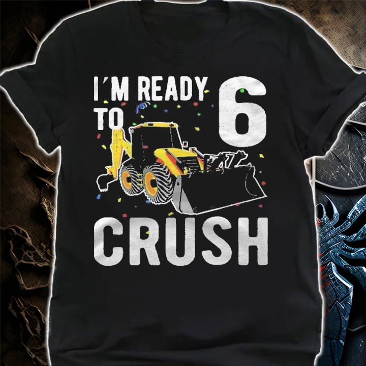 Kids Construction Truck 6Th Birthday Shirt Boy 6 Bulldozer Digger Shirt t-shirt shirt
