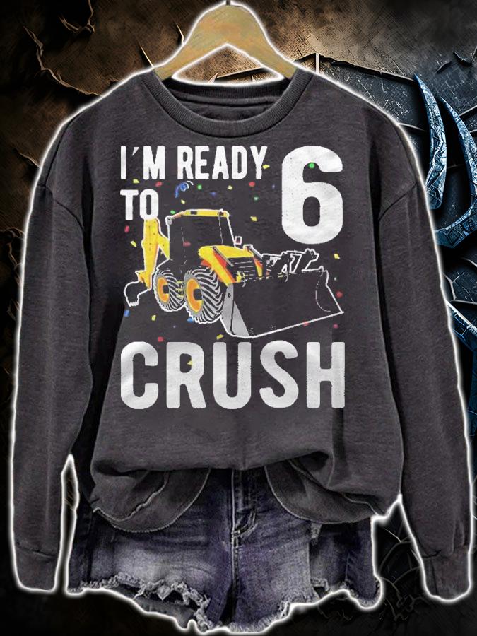 Kids Construction Truck 6Th Birthday Shirt Boy 6 Bulldozer Digger Shirt t-shirt sweatshirt