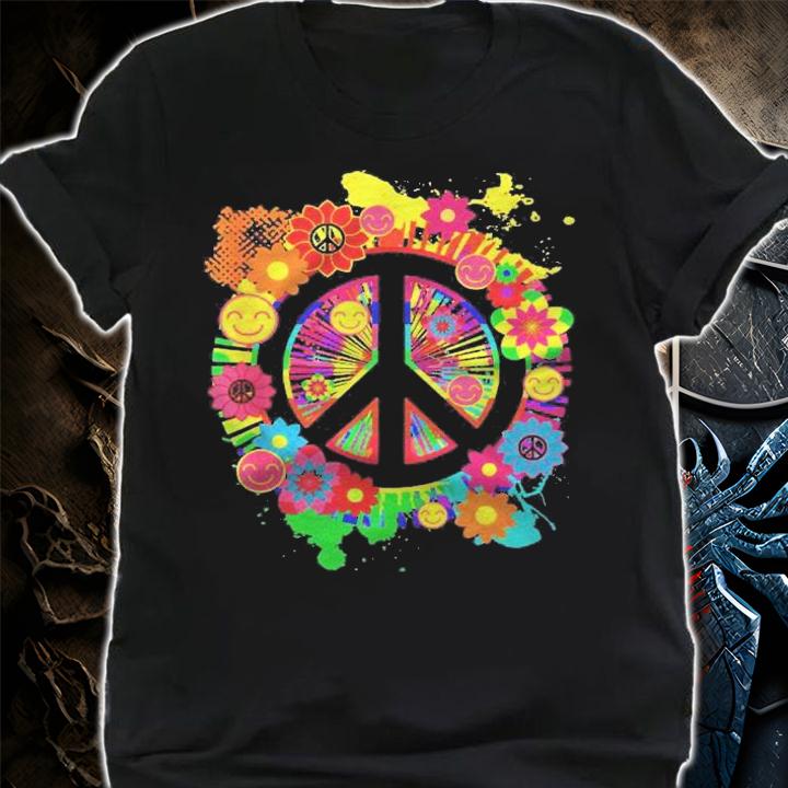 Peace Sign Bright Colorful Flowers 60S 70S Hippie Retro Shirt t-shirt shirt