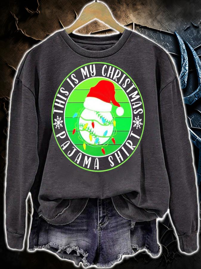 This is My Christmas Pajama Baseball Santa Hat T-shirt t-shirt sweatshirt