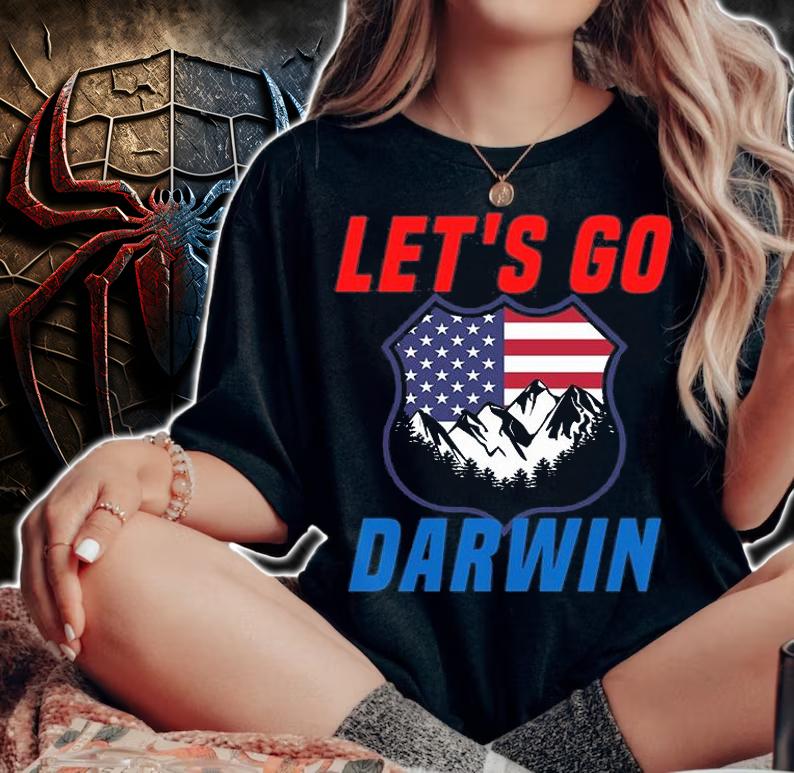 Let's Go Darwin Mountain Inside Police Badge Red T-Shirt t-shirt woman shirt
