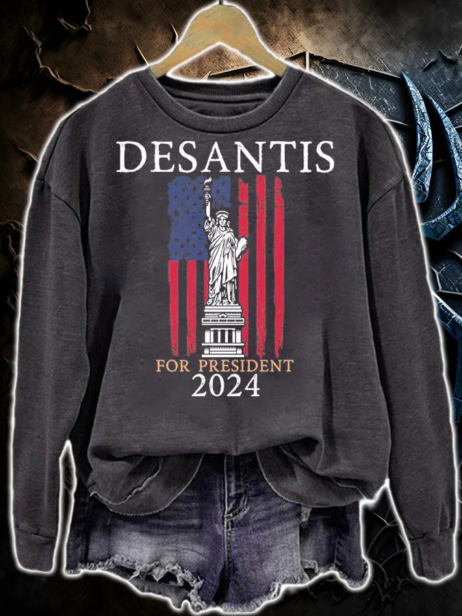Ron Desantis For President 2024 Statue Of Liberty US Flag 2024 T-Shirt t-shirt sweatshirt