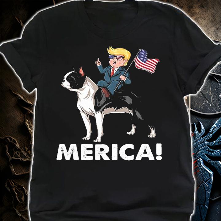 Trump Merica Boston Terrier Dog American T-Shirt t-shirt