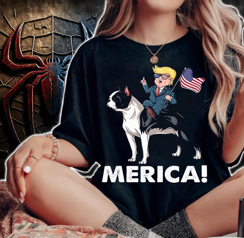 Trump Merica Boston Terrier Dog American T-Shirt t-shirt