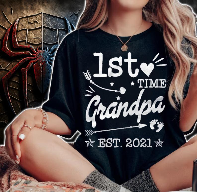 First Time Grandpa Est 2021 Promoted To Grandpa 2021 Papa Shirt t-shirt woman shirt