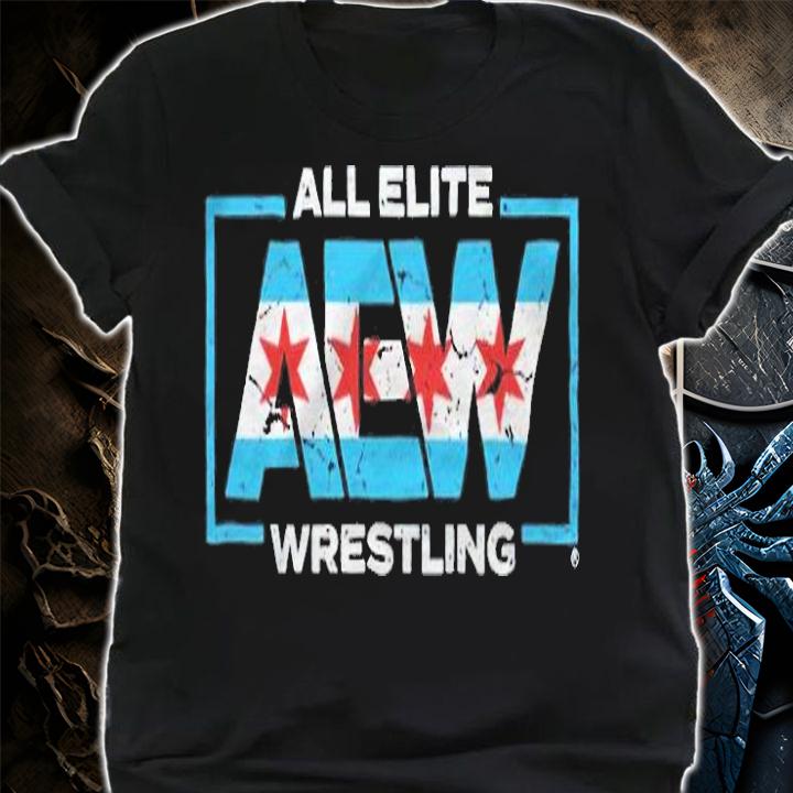 Chicago flag all elite AEW wrestling T-shirt shirt