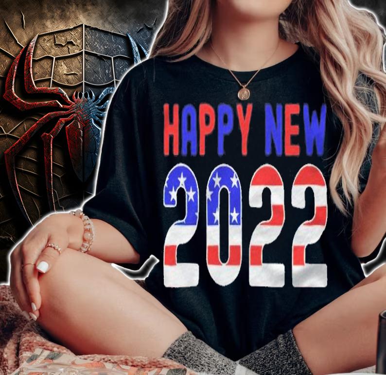 Happy New Years 2022 America flag T-shirt