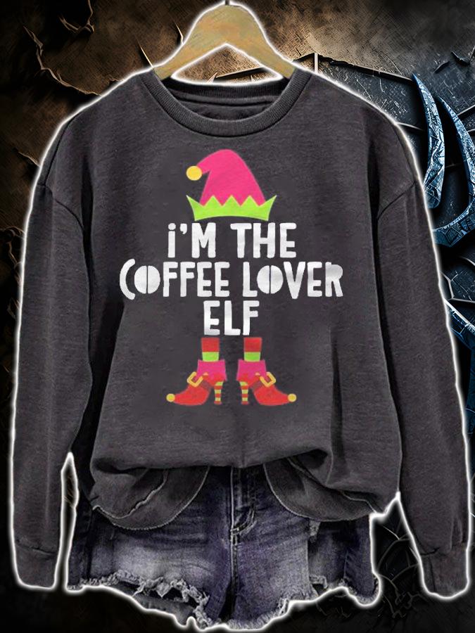 Im The Coffee Lover Elf Matching Christmas Costume shirt sweatshirt