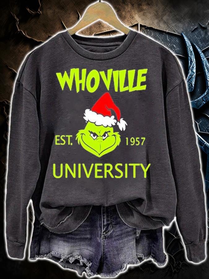 Grinch Whoville University Christmas Shirt sweatshirt
