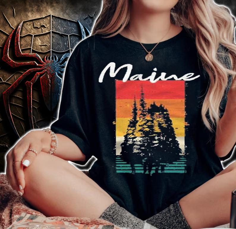 Maine Vintage Sunset Souvenir Pullover Shirt woman shirt