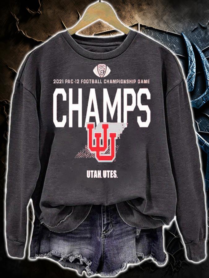 Utah Utes Blue 84 2021 PAC-12 Football Conference Champions Locker Room Shirt sweatshirt