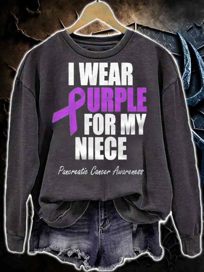 Pancreatic Cancer Awareness I Wear Purple For My Niece Shirt sweatshirt